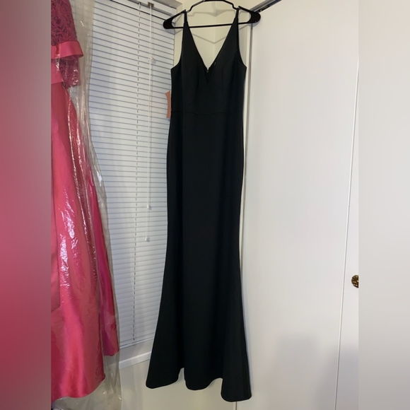 BHLDN Tatum V-Neck Stretch Crepe Gown, Size 10, Dark Emerald - Picture 2 of 11